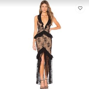 Majorelle Black Lace Size XS Marbella Maxi Dress